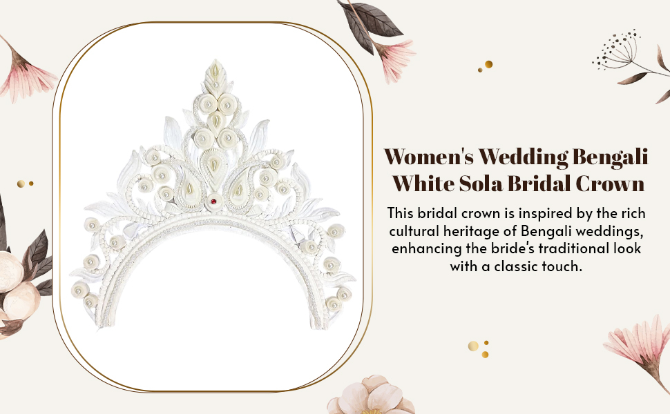 Women's Wedding Bengali White Sola Bridal Crown SPN-JGSP