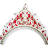 BengCraft Crown Style Design Bridal Mukut Hair Accessories for Bengali Bride Wedding, Red White Golden Shola Biyer Mukut