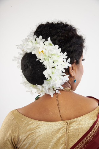BengCraft Sada Jui White Jasmine Mogra Flower Gajra Hair Accessories for Women, Elegant Floral Hair Clips for Bun and Braided Hairstyles, Perfect Artificial Flowers for Weddings Festivals and Special Occasions - Image 2