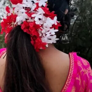 Red White Mixed jasmine Flower Gajra for...