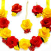 BengCraft Floral flower jewellery set for bridal and bridemates give you royal wedding/haldi/mehndi look wear it jewellery set with Maang Tikka, Earrings, bracelet and nacklace jwelley set - Image 4