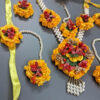 BengCraft Jewellery Wonderful Designer Flower Jewellery set for Bridal Neckacle Set for Women & Girls for Haldi, Mehandi, Wedding, Bridal & Baby Shower with Necklace, Earrings, Maang Tika & Bracelet - Image 3
