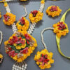 BengCraft Jewellery Wonderful Designer Flower Jewellery set for Bridal Neckacle Set for Women & Girls for Haldi, Mehandi, Wedding, Bridal & Baby Shower with Necklace, Earrings, Maang Tika & Bracelet - Image 4