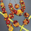 BengCraft Artificial Flower Jewellery for Bride Women's Haldi Mehandi Mehendi Mehndi, Yellow Bridal Floral Jewels Set of Necklace Earrings Maang Tika Bracelets for Mom’s Baby Shower Godh Bharai - Image 2