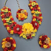 BengCraft Artificial Flower Jewellery for Bride Women's Haldi Mehandi Mehendi Mehndi, Yellow Bridal Floral Jewels Set of Necklace Earrings Maang Tika Bracelets for Mom’s Baby Shower Godh Bharai - Image 4