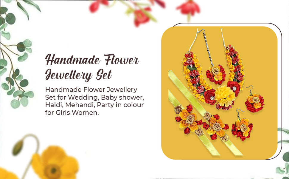 Handmade Flower Jewellery Set for Wedding, Baby shower, Haldi, SPN-JGSP