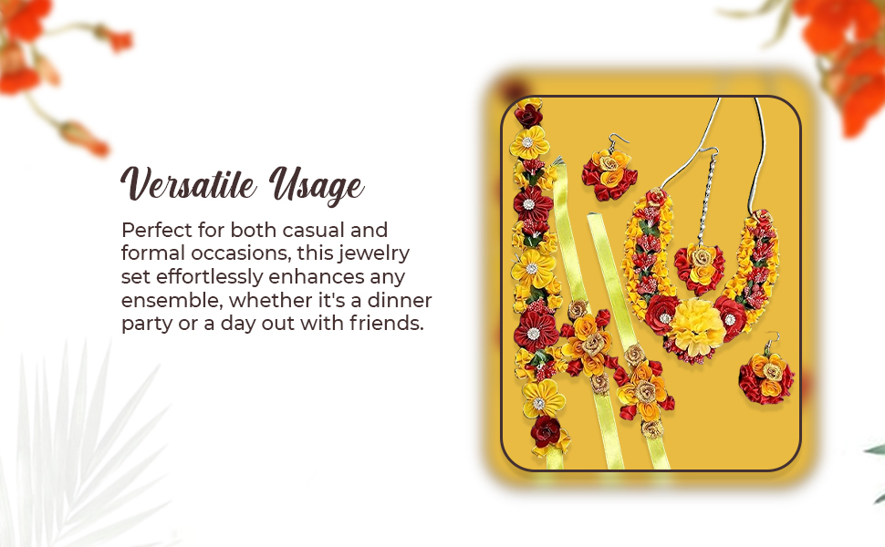 Handmade Flower Jewellery Set for Wedding, Baby shower, Haldi, SPN-JGSP