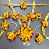 BengCraft Artificial Flower Jewellery for Brides Women's Haldi Weddings Marriages Mehandi Mehndi, Bridal Floral Jewels Set of Necklace Earrings Maang Tika Bracelets for Mom’s Baby Shower Godh Bharai - Image 3