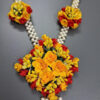 BengCraft Artificial Flower Jewellery for Brides Women's Haldi Weddings Marriages Mehandi Mehndi, Bridal Floral Jewels Set of Necklace Earrings Maang Tika Bracelets for Mom’s Baby Shower Godh Bharai - Image 7