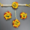 BengCraft Artificial Flower Jewellery for Brides Women's Haldi Weddings Marriages Mehandi Mehndi, Bridal Floral Jewels Set of Necklace Earrings Maang Tika Bracelets for Mom’s Baby Shower Godh Bharai - Image 8