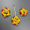 BengCraft Artificial Flower Jewellery for Brides Women's Haldi Weddings Marriages Mehandi Mehndi, Bridal Floral Jewels Set of Necklace Earrings Maang Tika Bracelets for Mom’s Baby Shower Godh Bharai - Image 9